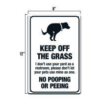 (Aluminum metal) YARD SIGN Size: 16 x 12 Inch NO DOGS POOPING OR PEEING ON LAWN GIFT