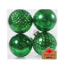 YiFudd Lot de 4 boules de Noël de 10 cm, boules cassées en plastique plaqué, décorations pour sapin de Noël