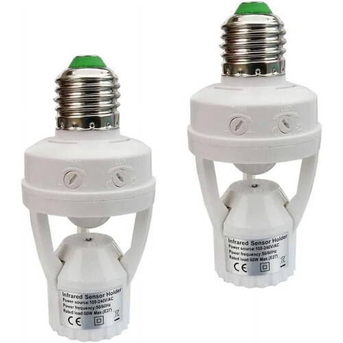 Infraröd rörelsesensorlampsockel, E27Skruvsockel E27LED-lamphållare Utomhussäkerhet