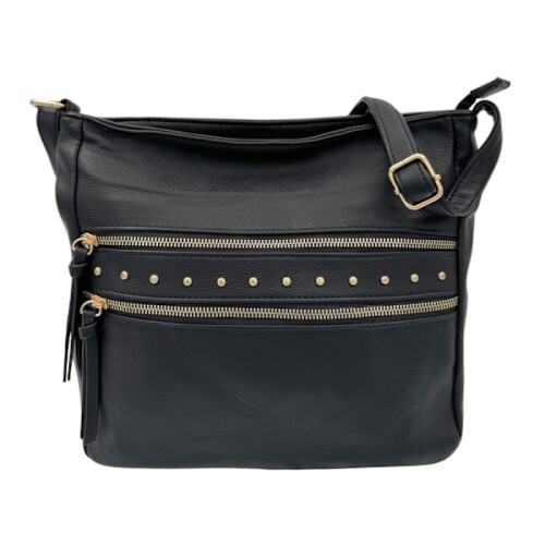 Borsa a tracolla con molti scomparti, colore nero.