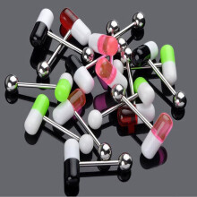 Besufy Lot de 10 anneaux de langue en acrylique, bijoux de piercing pour les lèvres en acier inoxydable, bijoux de corps unisexes