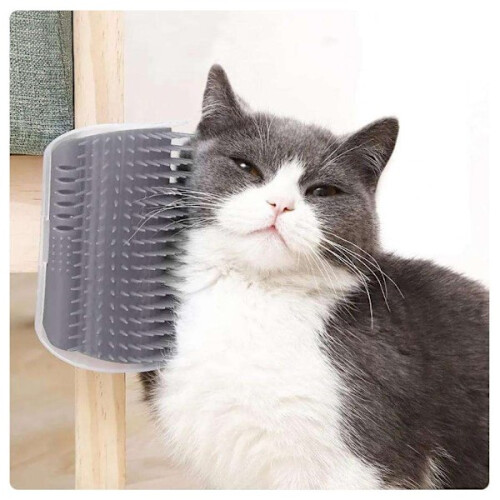 Cat Scratcher - Cat Brush - Corner Mount - Cat Gray