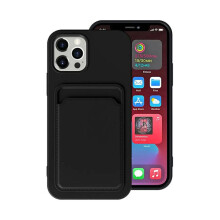 Kompatibelt med iPhone13Pro Max Silikonskal med Korthållare - Svart