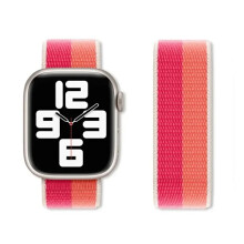 Nylon lusarmband compatibel met Apple Watch 40/41/42/44/45/46/49mm, iWatch Series 10/9/SE/7-5/4/Ultra2, Nectarine Peony