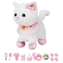 Interactive Plush Pet Cat with Remote Control Leash, Walking, Barking, Wagging Tail & Nod Head, Includes Accessories for 3+ Girls