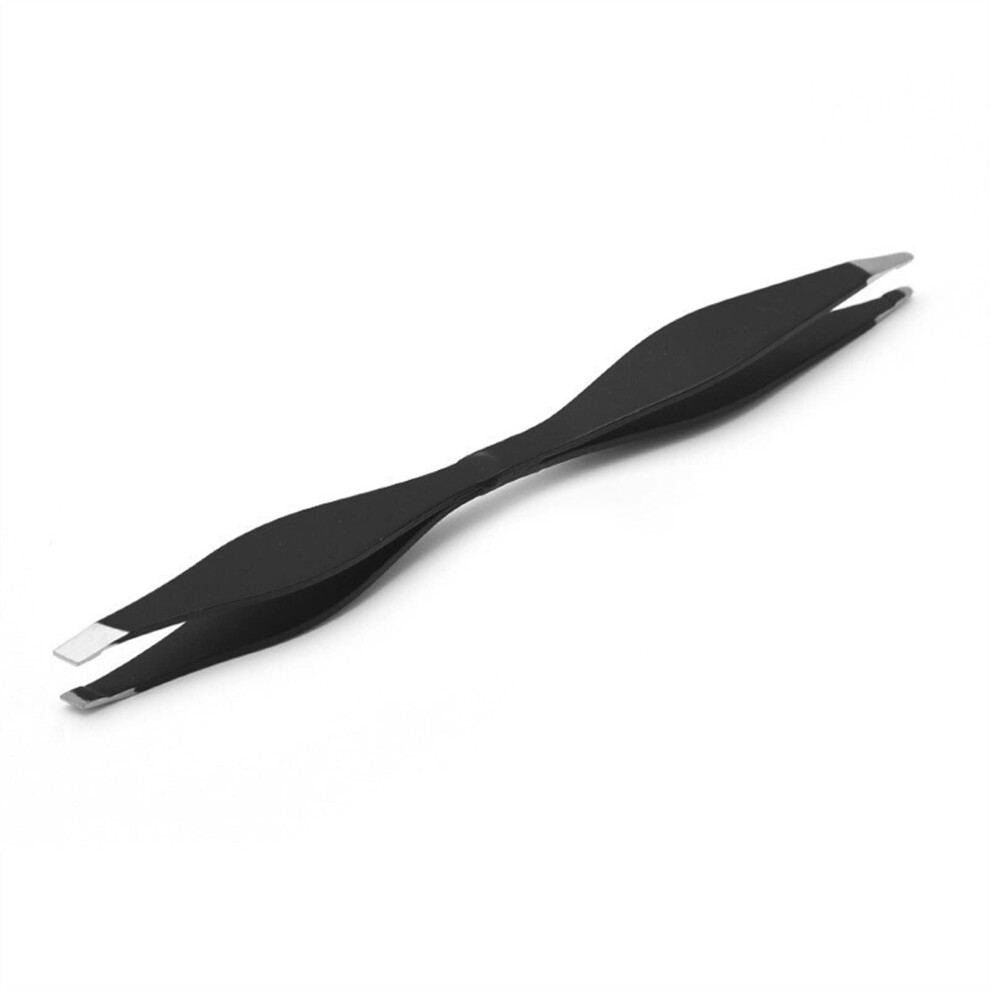 Black Stainless Steel Eyebrow Tweezers Dualend Precision Brow Shaping Tool For Makeup