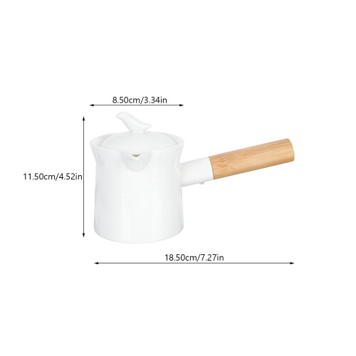 Ceramic Milk Pan Mini Coffee Pot Enamel Saucepan (300ML, White) 1