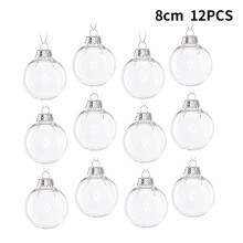 Leke 12x Clear Iridescent Glass Baubles Balls Christmas Tree Ornament DIY Decor