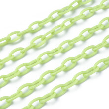 ABS Plastic Cable Chains Oval Pale Green Link: 13x7~7.5x2mm 15.35~15.74 inch(39~40cm)/strand
