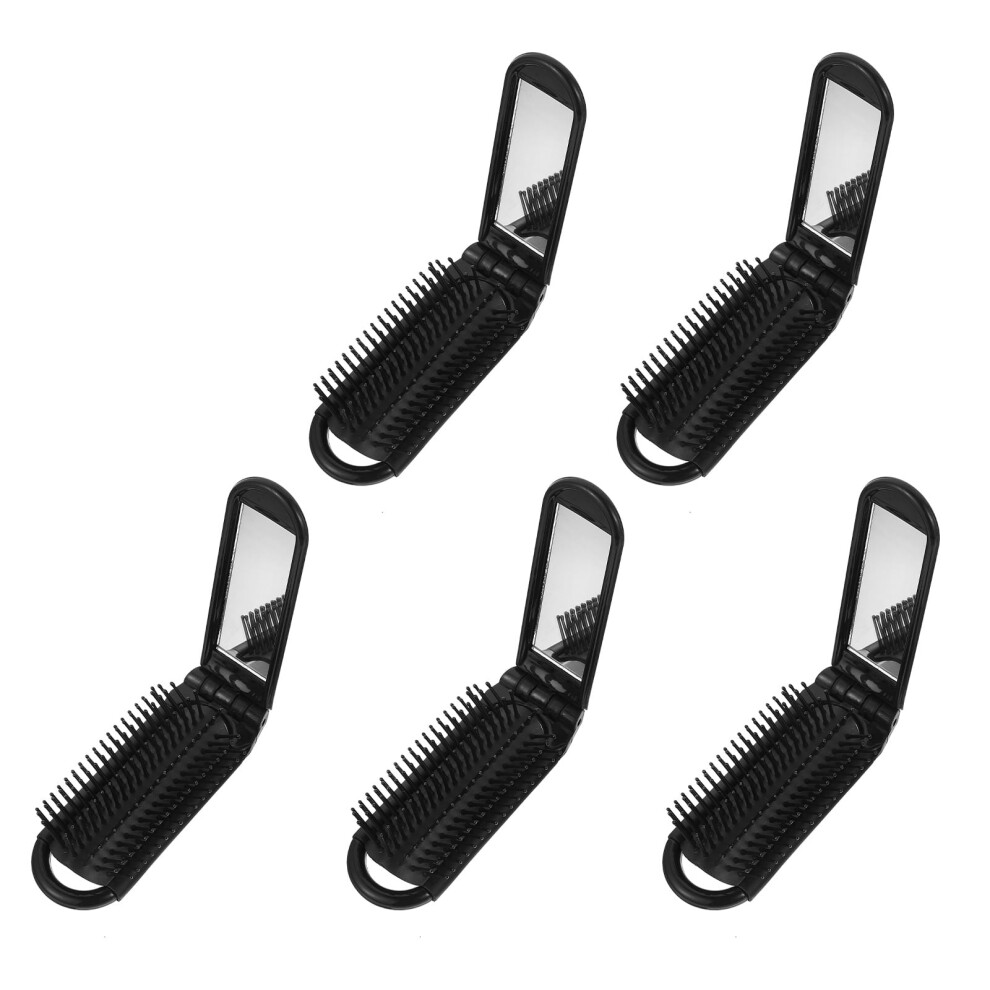 Folding Comb Pocket Hair Brush Womens Mini Hairbrush Round Foldable Combs Travel 5 Pcs
