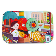 Sehao 60PCS Puzzles Cartoon Wooden Puzzles Toddler Children Learning Education Toy Wooden Puzzle Toy Green