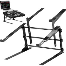 Pyle PLPTS38 Portable Adjustable Dual Device DJ Laptop Stand Workstation