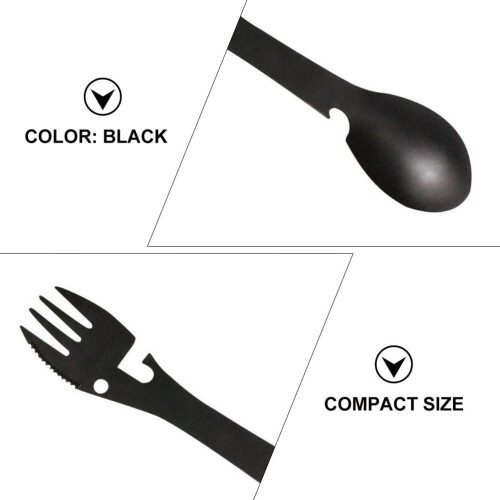 2pcs 5 in 1 Spoons Bottle Opener Travel Tableware Camping Tableware Spoon Fork 2