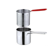 Deep Fryer Pot Stainless Steel with Basket 1300ml Oil Filter Silicone Handle for Tempura
