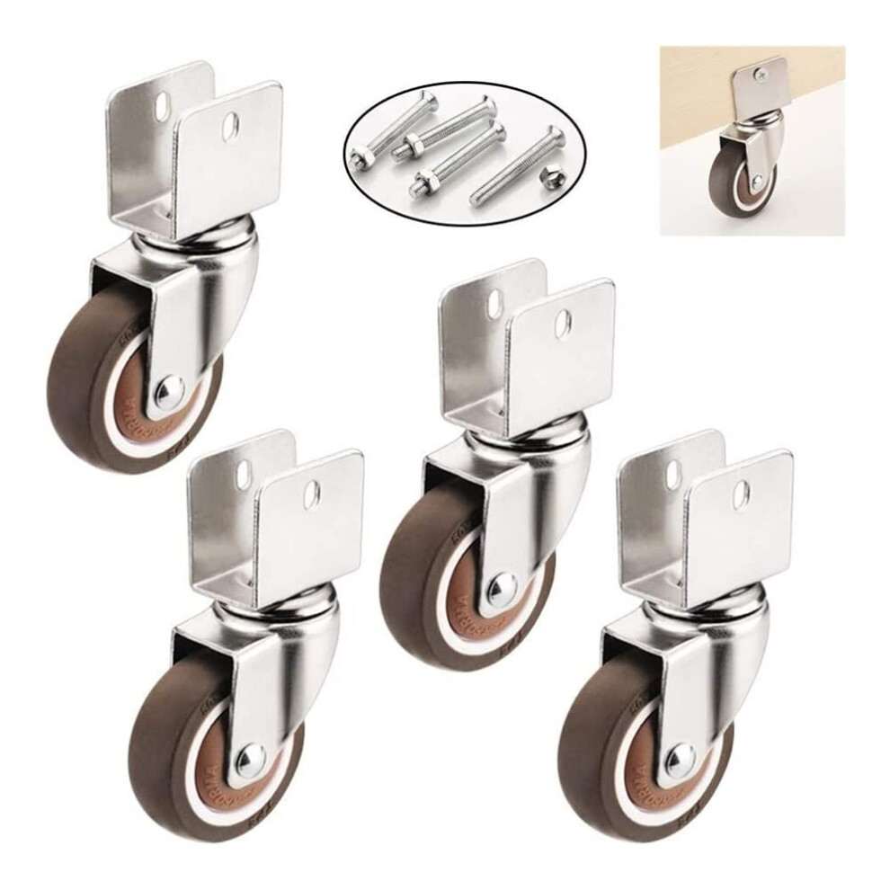 22Mm Rubber Swivel Caster Wheels With Brakes, Ushaped Furniture Replacement For Trailer 9164114658876