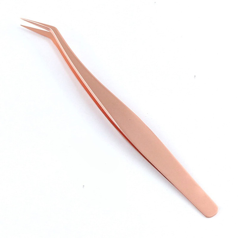 Gold Eyelash Extension Tweezers Rose Stainless Steel With Precision Lash Application And Antislip Grip Medium