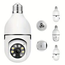 Lightbulb security camera 2.4GHz, bulb 360 degrees WiFi outdoor indoor full color day and night