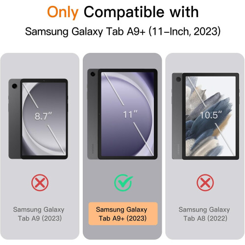 Capa para tablet compatível com Samsung Galaxy Tab A9+ / A9Plus de 11 polegadas (2023), capa protetora dobrável em três partes em TPU macio, para 1