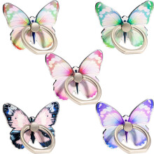 5pcs Butterfly Phone Ring Holder, 360 Rotation Metal Finger Stand, Aluminum Zinc Alloy Universal Holder