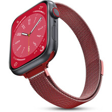 Milanesiskt öglearmband kompatibelt med Apple Watch 38 mm, 40 mm, 41 mm, 42 mm, 44 mm, 45 mm, 49 mm, smalt rött iWatch-armband för serie 3-8, Ultra