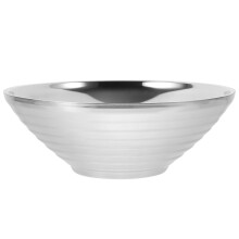 Bol mélangeur en acier inoxydable à double paroi, grand format, pour soupes, ramen et salades, idéal pour restaurants, nouilles et écoles.