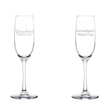 Juego de 2 copas de champán de cristal, copas de vino espumoso, regalo para la abuela y el abuelo, vasos con pajita para abuelos (237 ml con tallo)