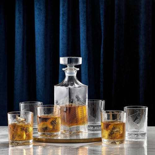 Set da whisky Gatsby Art Deco composto da 7 pezzi: decanter e bicchieri. 1