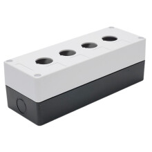 Boîtier de commande étanche en plastique avec trou de 22 mm pour interrupteur à bouton-poussoir.
