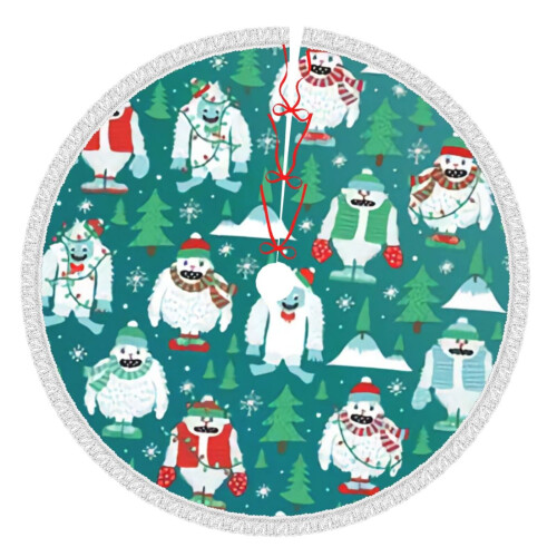 Saia para árvore de Natal com boneco de neve, 76 cm (30 polegadas), tapete para árvore de Natal de inverno, saia para árvore de Natal para