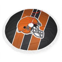 Browns Christmas Fringe Plush Tree Skirt, Football Team Colors, Easy Install, Bright Decor, Great Gift for Sports Fans (30" 36" 48")