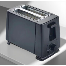 2 Slice Stainless Steel Toaster with Extra Wide Slots, 6 Settings, Removable Crumb Tray, Black