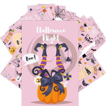 WinysinHalloween Decoration Props Pumpkin Head Skeleton Handwritten Single Postcard Invitations Party Supplies 12pc