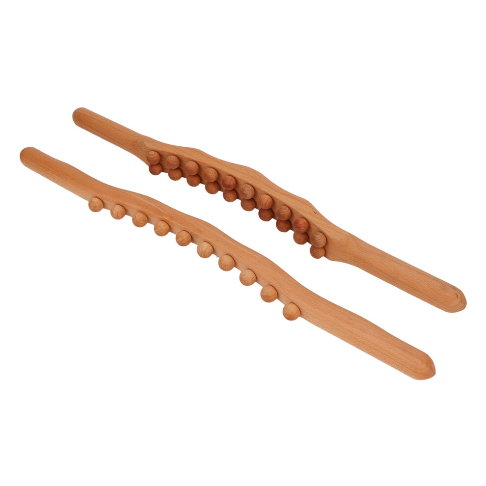 2pcs Wooden Scraping Stick Lymphatic Drainage Muscle Relaxation Gua Sha Massage Tool for Neck Shoulder
