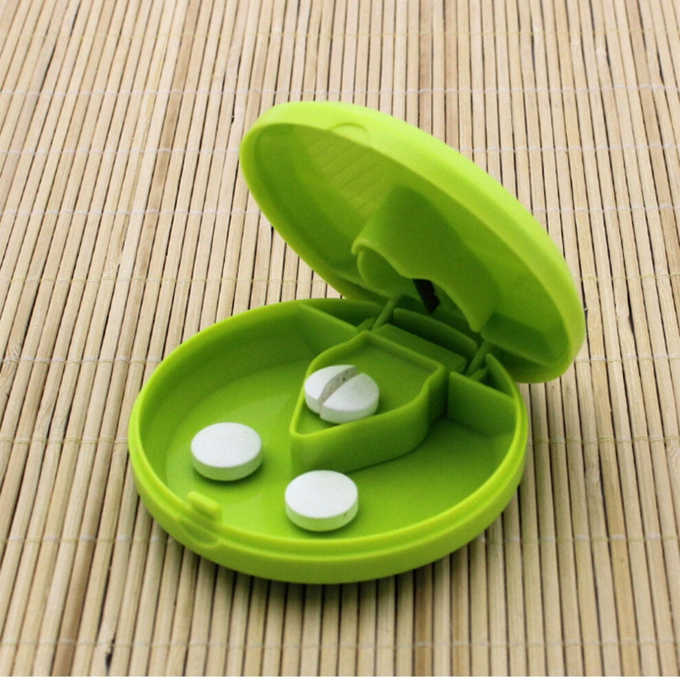 acdanc BE-TOOL 1/3 Pcs Round Pill Box Medical Cutting Splitter Box Tablet Crusher Portable
