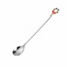 Christmas Saving! New Design Gold Stainless Steel Long Handle Spoon Set, Compatible with Tea, Coffee, Ice - Creative Holiday Gift