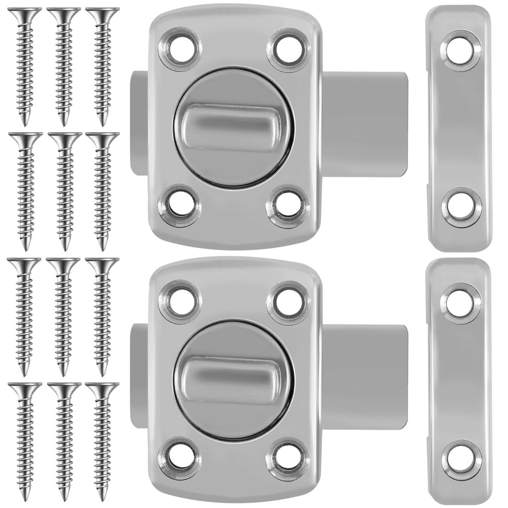 Duety 2Pcs Rotary Bolt Latch Keyless Slide Lock For Gate/Door, Zinc Alloy 180 Switch Privacy Latch, Compatible With Bathroom & Home Security 9071309720327