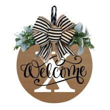 ionze Welcome Sign Garland, 26 Letters Wooden Wreath Hanger, Year Round Front Door Decor, Outdoor Home Accessories, New 2024
