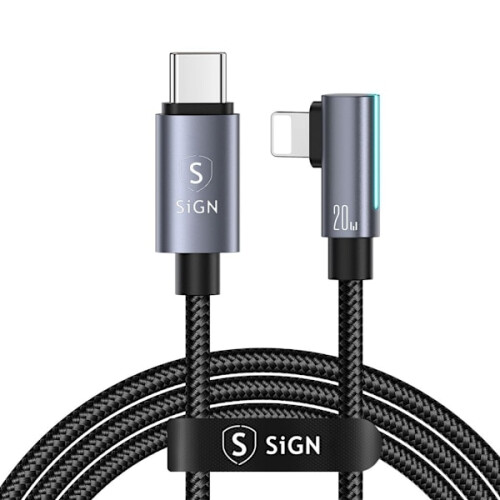 SiGN USB-C auf Lightning Kabel, 2 m, 20 W – Schwarz