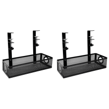 2 plateaux de rangement pour câbles sous bureau, système de fixation pour câbles sous bureau, organisateur de câbles sous table