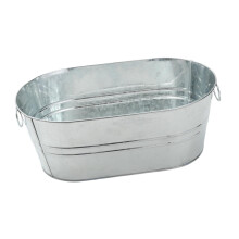 DOMELAY Galvanized Oval Beverage Tub Ice Bucket Portable with Handle Tin Bucket Ice
