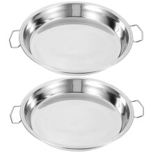 2 assiettes à nouilles en acier inoxydable, plateau à riz vapeur avec poignée.
