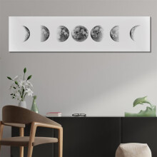 Tableau sur toile représentant les phases de la lune, une œuvre d'art minimaliste pour le salon, idéale pour décorer votre intérieur.