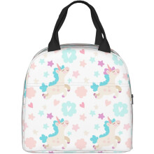 Borsa termica per il pranzo con unicorni e stelle per uomo e donna, riutilizzabile, con tasche e cerniere, ideale per lavoro, picnic, scuola o viaggi.