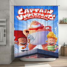 Douchegordijn met Captain Underpants-print, grappig waterdicht badgordijn met gratis haken, woonaccessoire, badkameraccessoires, cadeau, 183 x 183 cm.
