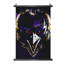 Ravens-jalkapallojoukkueen mukautettu musta PVC-akselinen riippuva maalaus, useita kokoja, yhteensopiva kodin ja toimiston seinäkoristeiden kanssa
