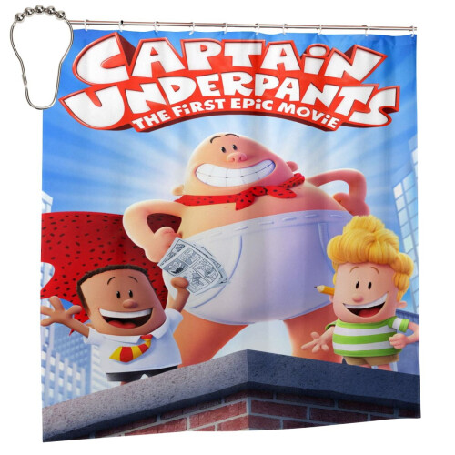 Κουρτίνα ντους Captain Underpants, αστεία αδιάβροχη κουρτίνα μπάνιου με στάμπα και δωρεάν 2