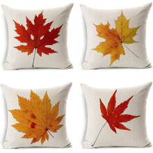 Ensemble de 4 housses de coussin décoratives d'Halloween, style ferme, avec inscription, pour canapé ou fauteuil.