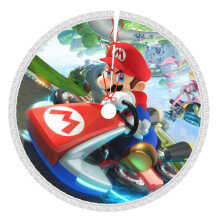 Jupe de sapin de Noël Super Mario, motif dessin animé mignon, 122 cm (48 pouces), compatible avec les sapins de Noël et les décorations de fête.