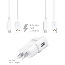 Kit di cavi Ixir compatibile con Samsung Galaxy S6Active Charger Fast Micro USB2.0 - Caricabatterie da parete veloce + 2 cavi