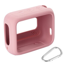 Speaker Silicone Protective Case Anti Scratch with Carabiner for compatible with JBL GO 4(Pink)
